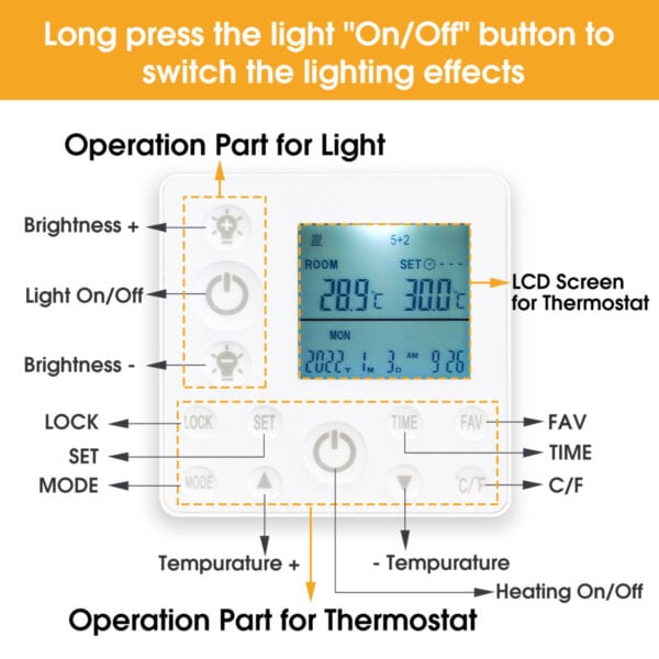 FAR Infrared Ceiling Heater Panel With LED light and Thermostat 370w 650x630 - Image 9