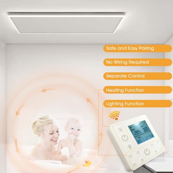 FAR Infrared Ceiling Heater Panel With LED light and Thermostat 660w 1080x630 - Image 12